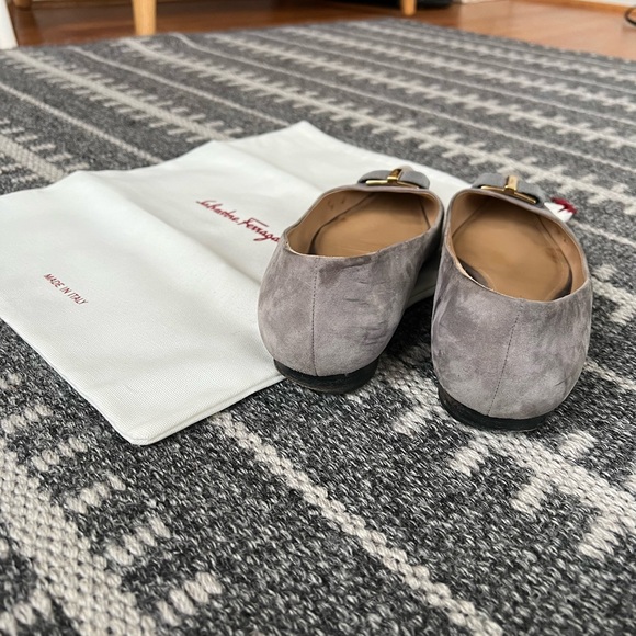 Salvatore Ferragamo Gray Flats with Gold Accent - Picture 6 of 12
